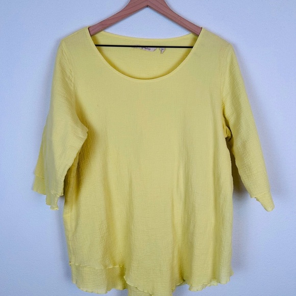 Soft Surroundings Siesta Key Tunic Top Yellow Cotton Gauze Lightweight Large - Picture 2 of 11